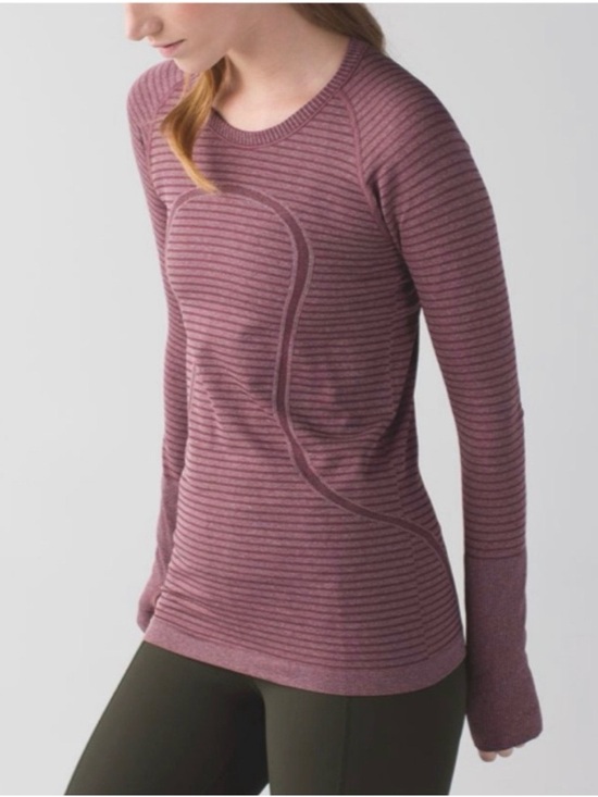 lululemon athletica Tops - Lululemon Swiftly Tech Long Sleeve Crew in Heathered Bordeaux Drama Size 4